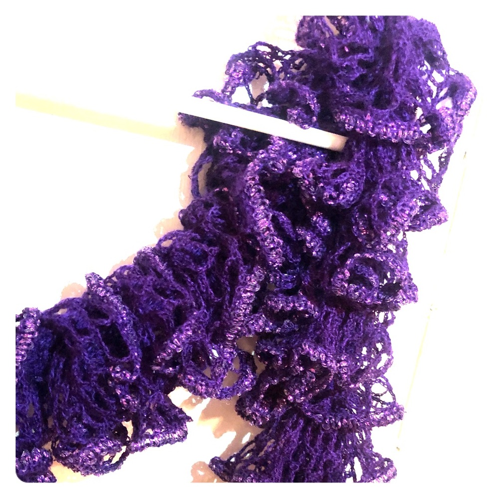 Purple Ruffle Neck Scarf